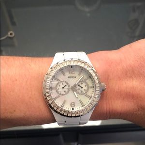 Guess White Stainless Steel Ladies Watch